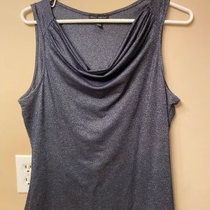 Deep blue glittery sleeveless blouse